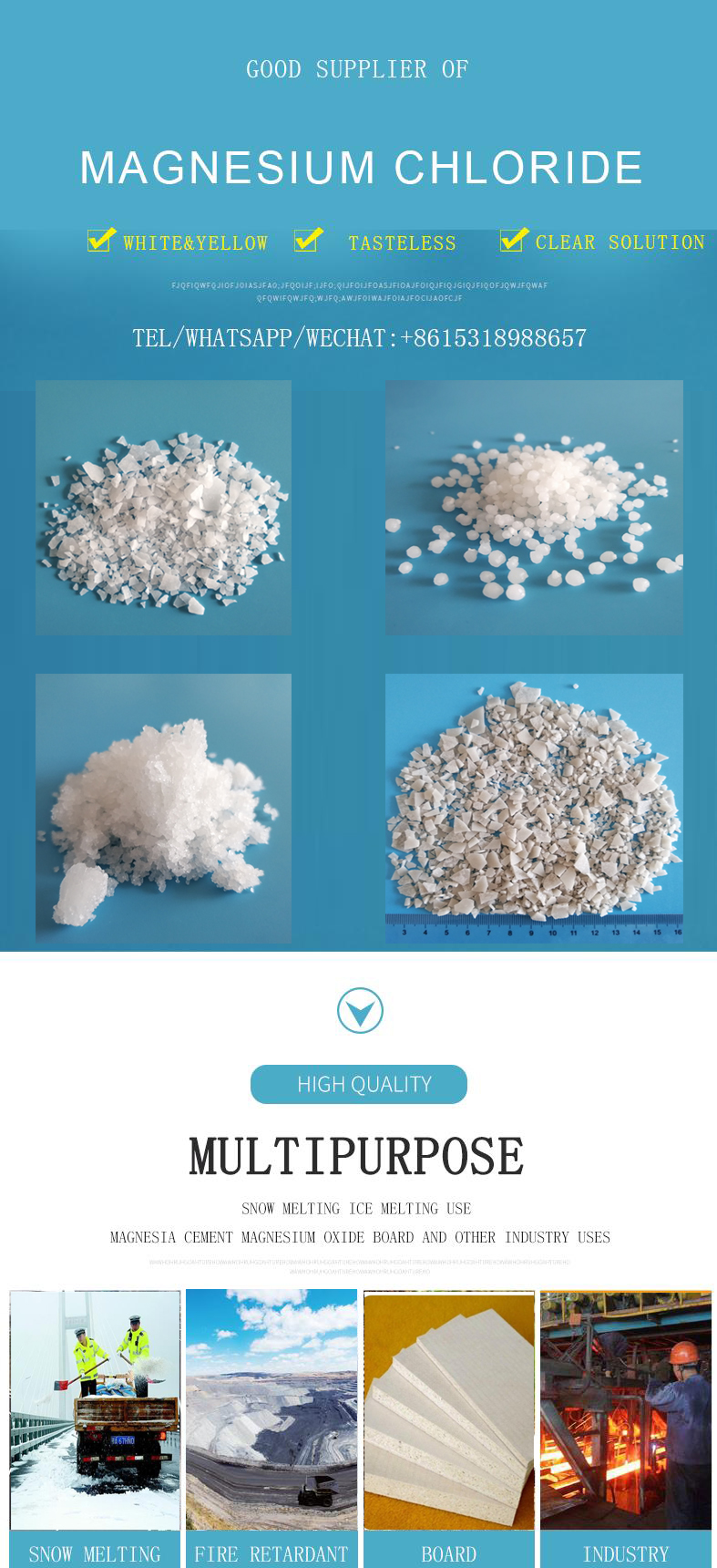 China inorganic chemicals Magnesium Chloride price flakes granule pellet powder