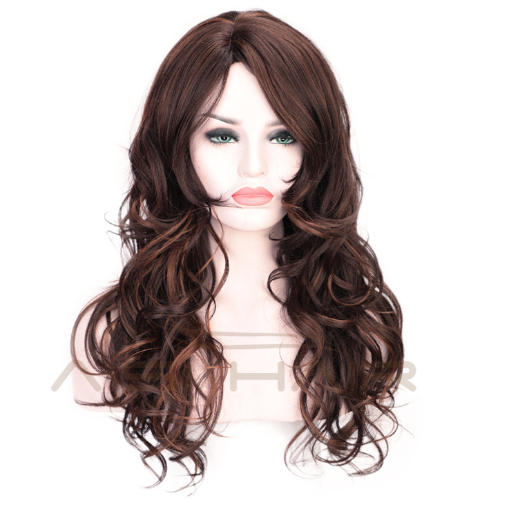 High Temperature Hair Body Wave Mixed Brown Long Wig Synthetic Wig For Black White Women Party Fashion Cosplay Wigs