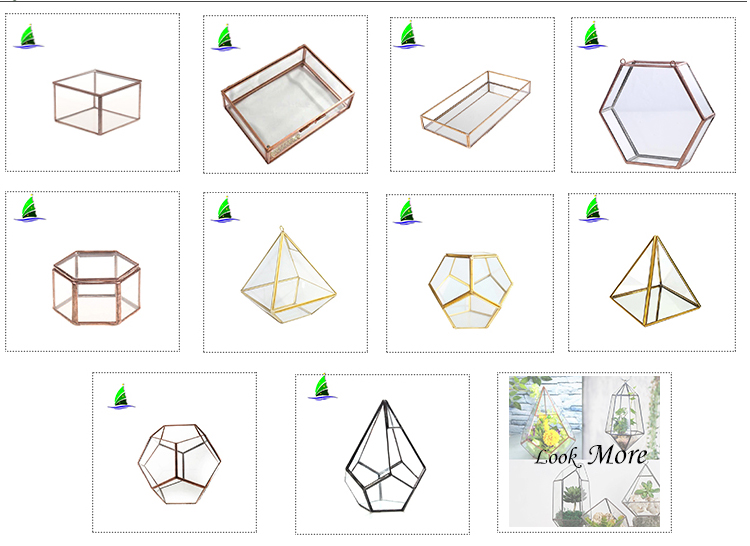 Square brass terrarium candle holder ,large square terrarium zen