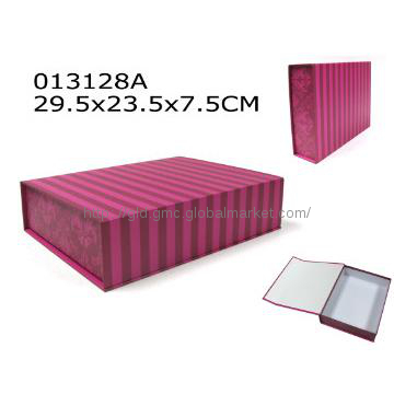 Square handmade striped Paper Box design with magnetic snap