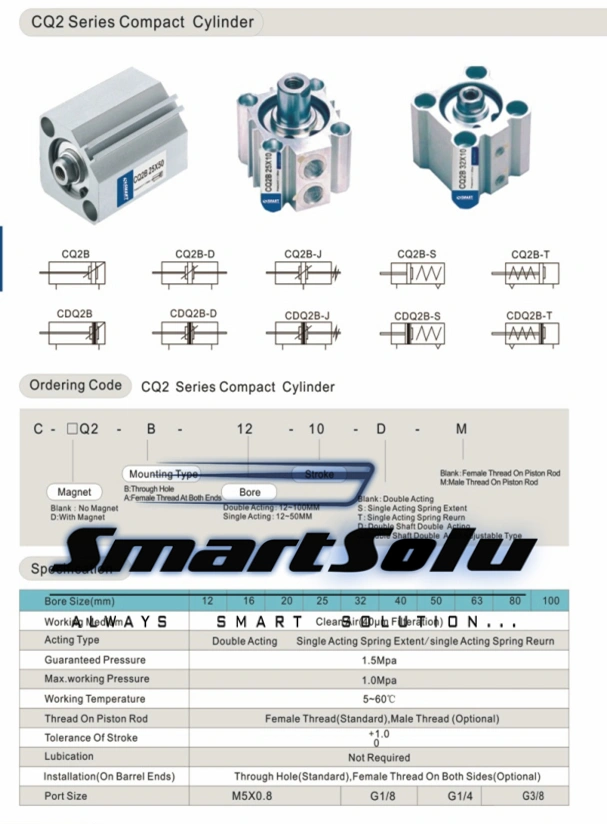 Cq2 Series Cq2b-J Compact Pneumatic Air Cylinder