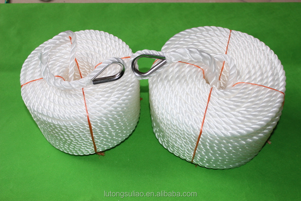 3 strands white color PE rope with hook