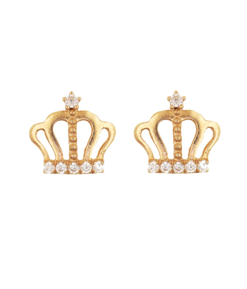 Princess Crown Stud Earring K Gold