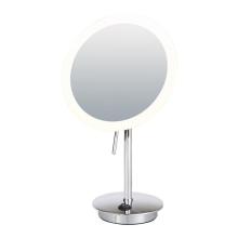 Lighted frameless round table mirror