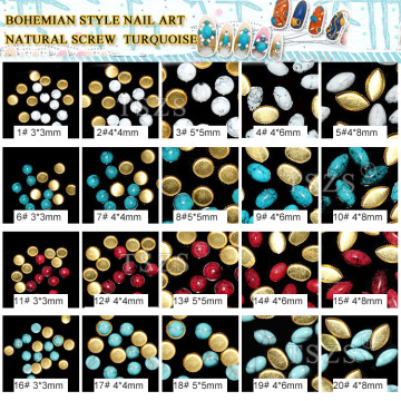 Fashion Thread Turquoise Stone Handmade Nail Art Design