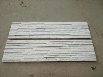 White Quartz Water Flow Natural Stacked Stone Panel
