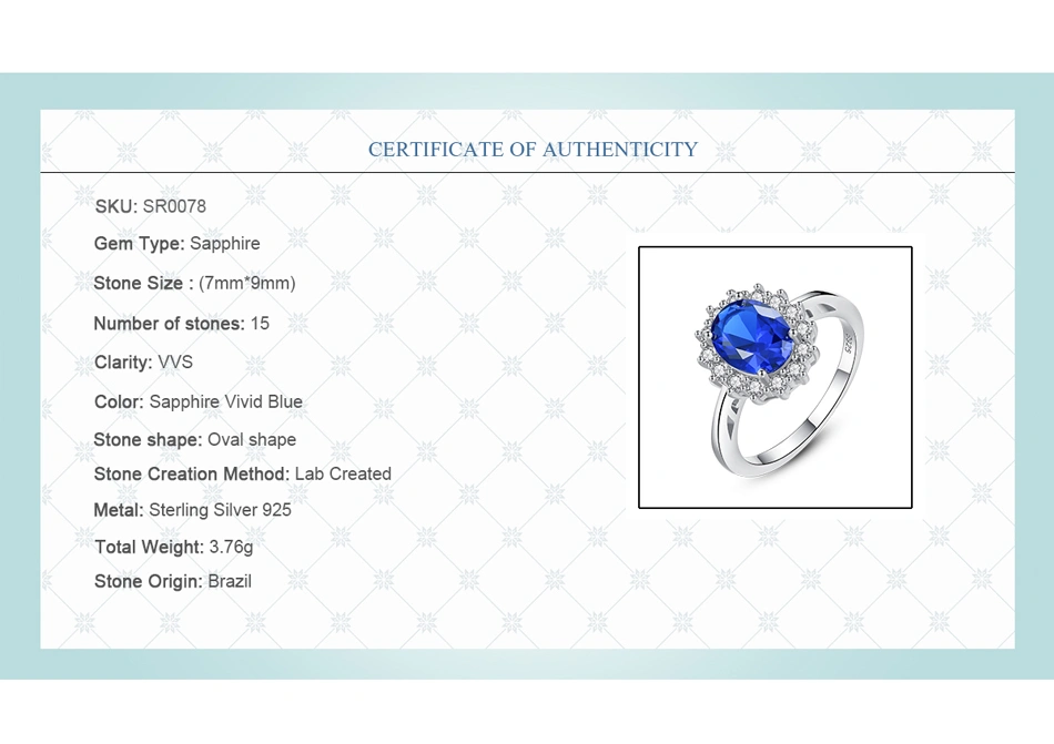 Luxurious Natural Blue Topaz Princess Diana Solid 925 Sterling Silver Women Engagement Rings