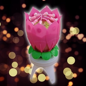 Music Spinning Rotating Flower Cake Topper Candle