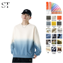 SH5 Men's Oversized Hoodie Sweatshirt Early Autumn Loose Fit Dyeing Gradual Color Change