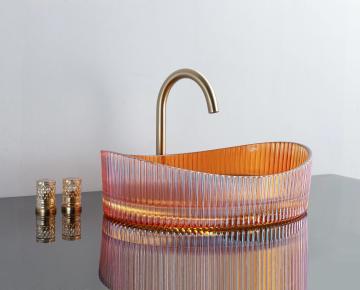 Custom Colorful Transparent Glass Lavabo Above Counter Bathroom Sinks