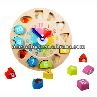 Wooden toy counting & shape sorting clock