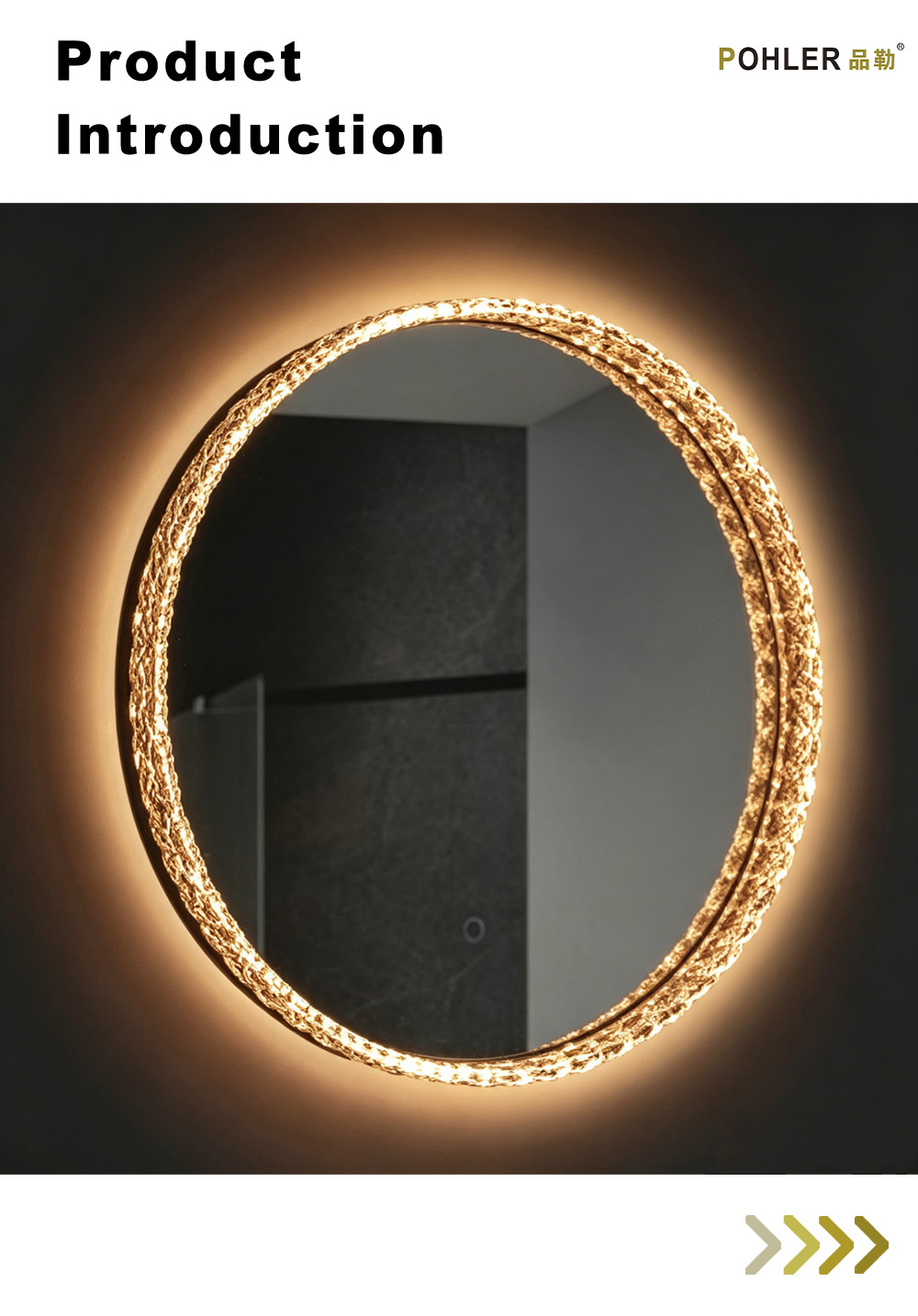 D001 Круглое зеркало для ванной со светодиодной подсветкой X D001 Round Braided LED Bathroom Mirror X