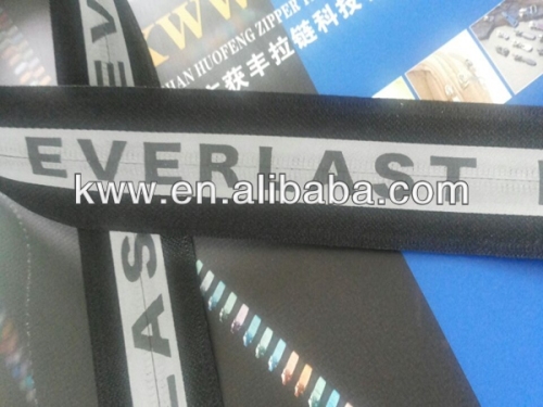 5# Printing reflective ribbon nylon zipper with open-end Rational Design reflective Nylon zipper for everlast garments