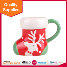 Hand-painted shoes shape ceramic Christmas gift coffee mugs