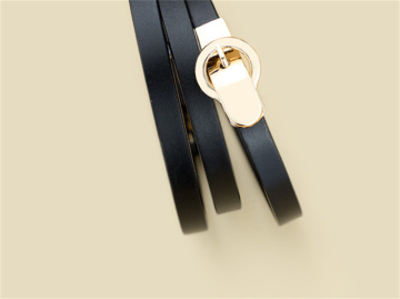 Genuine Leather Slim Belt Ladies Grain Decorative Selection