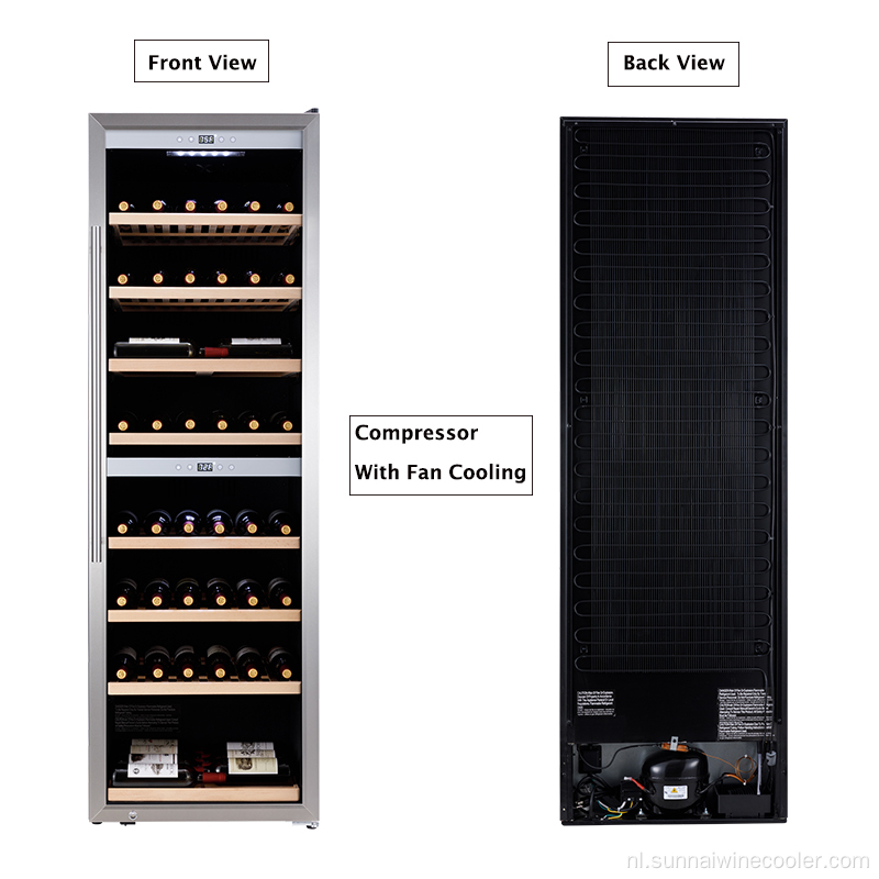 Vrijstaande 180 fles Dual Zone Wine Cooler