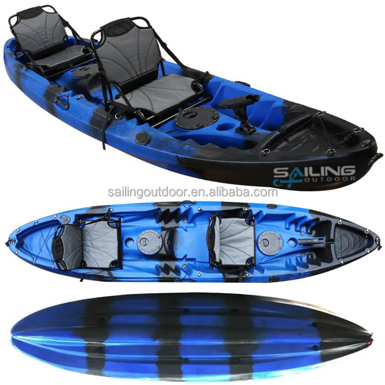 OEM&ODM Double Seat 3 Person Sit On Top Canoe Plastic Boat Recreation Family 2+1 Fishing Kayak For Sale