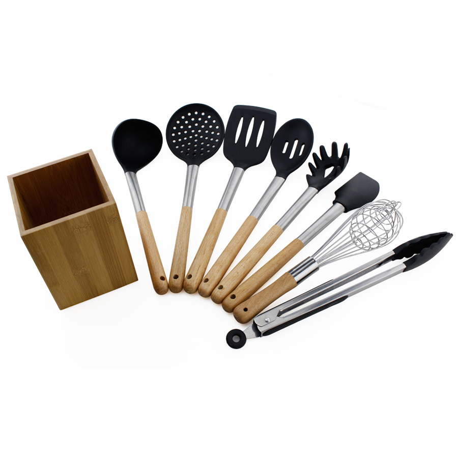 Ensemble d&#39;ustensiles de cuisine en silicone 9pcs