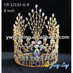 Cheap Rhinestone 8 Inch Gold Pageant Crowns