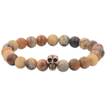 316L Stainless Steel Skull Bead Stone Bead Bracelet