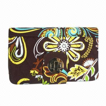 Embrague cartera/bolso de la mujer, hecha de algodón acolchado, disponible en varios diseños y tamaños