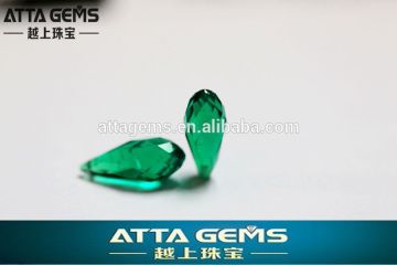 AAA green quartz tear drop cut - created emerald