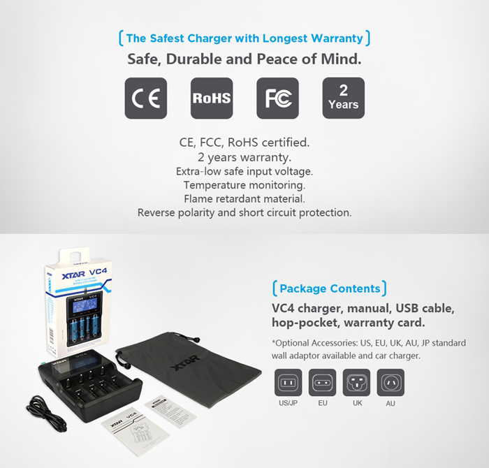 XTAR VC4 Micro USB 5V 2.1A Charger