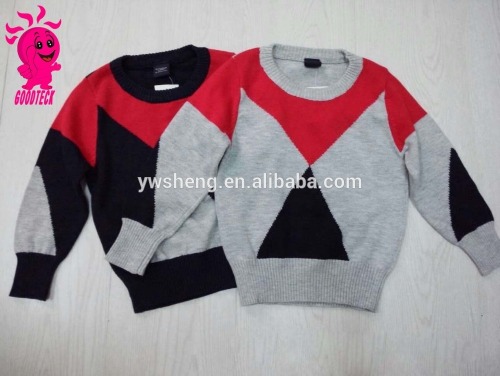 Autumn boys sweaters, hand knit baby boy boutque geometry sweater for kids boys ,O neck pullover sweater