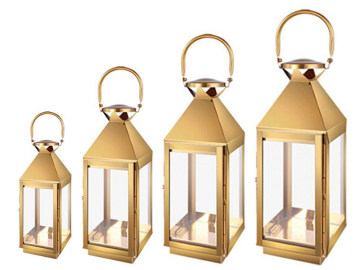 Set of Color Stainless Steel Hurricane Lantern