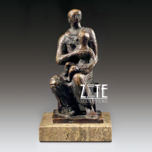Metal craft bronze abstract mother and child sculpture