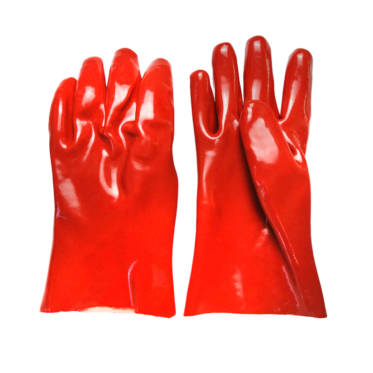 Red pvc gloves oil resistant safety working glove