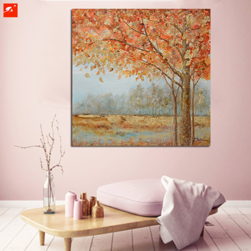 Golden Trees Peaceful Countrside Oil Painting
