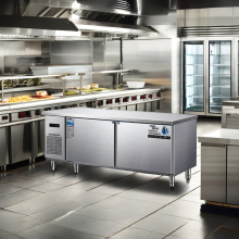 Stainless Steel Refrigerated Workbench with Adjustable Shelf for Canteen Use