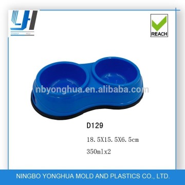 high quality plastic double round bases dog bowls, pet dog bowls