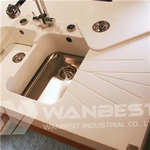 Corian-white Island Sink Kitchen