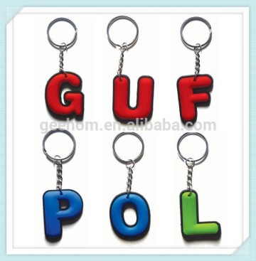 kids educational 3d funny rubber letter keychain