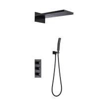 Black Square Thermostatic With Handheld Shower