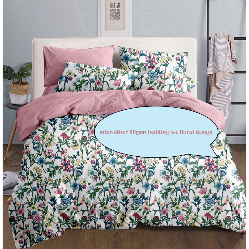 Hot selling luxury microfiber printed super king bedsheets and duvet covers set