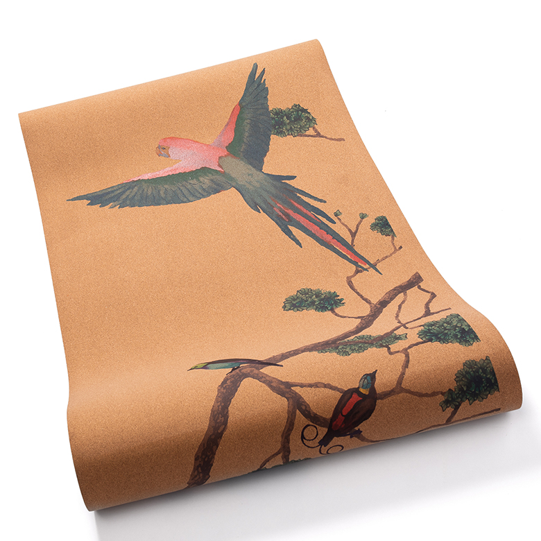 1/2 inch extra thick high density exercise animal pattern bird flower print TPE cork yoga mat eco for pilates fitness workout
