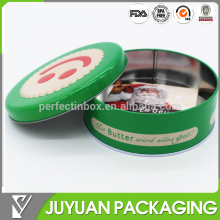 Cookie face embossed customized embossed or printed metal tin round box