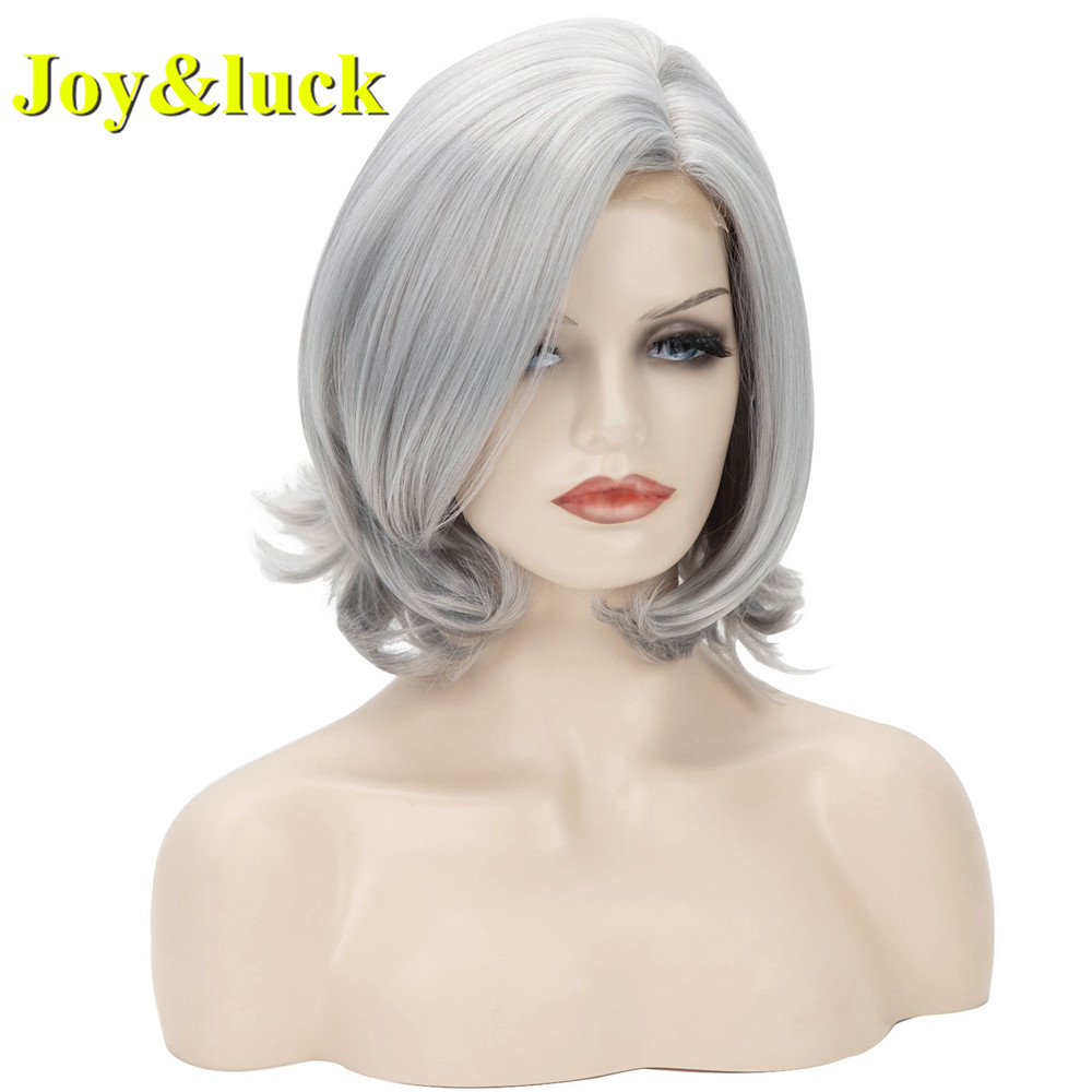 Synthetic Front Lace Wig for Women Ladies Hair Lacefront Wholesale Natural Silver Gray Short Lace Front Wigs Synthetic Hair Wigs