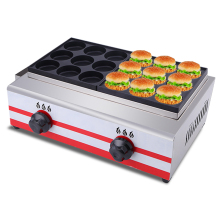 LPG Gas Type 9 Holes Hamburger Pancake Machine / Egg Waffle Maker