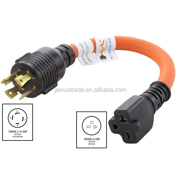 NEMA L14-30P to NEMA 6-20R Electric Extension Cord