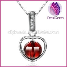 925 silver pendant with red stone