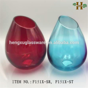 handblown bevel opening round shaped glass vase