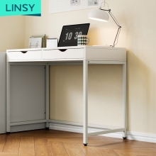 Linsy Home Office Metal Frame Wooden Corner Study Table