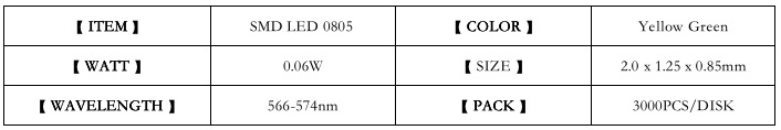 led 0805 yellow green
