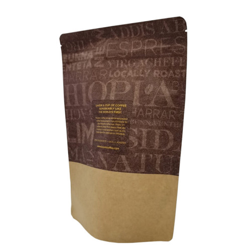 Kraft impreso personalizado stand up bolsas resellables bolsa de café