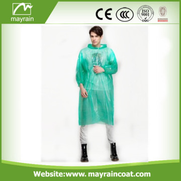 Green Disposable PE Raincoat