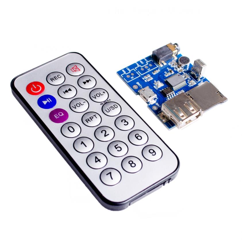 MP3 +WAV+WMA Decoder Board 2W Amplifier TF Card Audio AUX WITH Remote Control